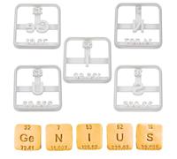 BAKERLOGY Set of 5 Periodic Table Elements Cookie Cutters: Ge,N,I,U,S - Detailed Biscuit Cutter Design for Baking and Crafts, Ideal on Fondant, Dough, Clay