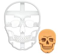 BAKERLOGY Skull Front View Cookie Cutter - Bake Halloween Treats - Detailed Biscuit Cutter Design for Baking and Crafts, Ideal on Fondant, Dough, Clay