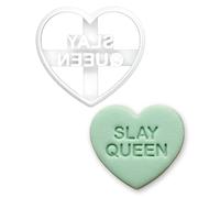 BAKERLOGY “Slay Queen” Conversation Heart Cookie Cutter - Fun Friendship Baking Tool for Best Friends, Fondant & Cute Treats