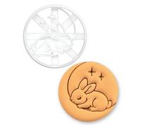 BAKERLOGY Sleeping Bunny on Moon Cookie Cutter - Moon Rabbit Storybook Baking Tool for Easter, Mid-Autumn Festival & Tsukimi Treats