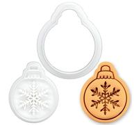 BAKERLOGY Snowflake Bauble Mini Cookie Cutter & Stamp Set - Christmas Ornament Biscuit Cutter Embosser for Holiday Cookies, Festive Baking, Winter Cupcake Decoration Tool