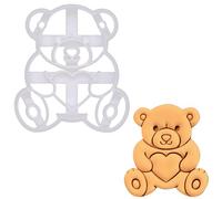 BAKERLOGY Teddy Bear with Love Heart Cookie Cutter - Bake Sweet Treats - Detailed Biscuit Cutter Design for Baking and Crafts, Ideal on Fondant, Dough, Clay