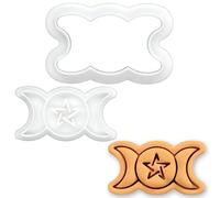 BAKERLOGY Triple Goddess Mini Cookie Cutter and Stamp Set - Moon Phase Fondant Embosser, Wiccan Cupcake Topper Mold for Pagan, Witchy Party & Spiritual Baking