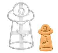 BAKERLOGY UFO Man Abduction Cookie Cutter - Detailed Biscuit Cutter Design for Baking and Crafts, Ideal on Fondant, Dough, Clay
