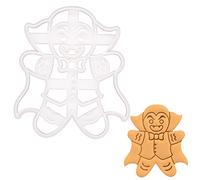 BAKERLOGY Vampire Gingerbread Man Cookie Cutter - Detailed Biscuit Cutter Design for Baking and Crafts, Ideal on Fondant, Dough, Clay