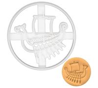 BAKERLOGY Viking Ship Cookie Cutter - Detailed Biscuit Cutter Design for Baking and Crafts, Ideal on Fondant, Dough, Clay