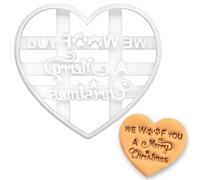 BAKERLOGY We Woof You a Merry Christmas Heart Cookie Cutter - Dog Paw Biscuit Mold for Festive Baking, Pet Treats & Holiday Fondant Decorations