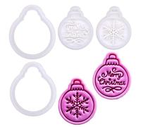 BAKERLOGY Winter Wishes - Mini Christmas Bauble Cookie Cutter and Stamp Set (2") - Set of 2 with Snowflake & Merry Christmas Designs for Festive Baking and Edible Crafts