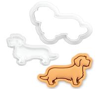 BAKERLOGY Wire Haired Dachshund Body Mini Cookie Cutter & Stamp Set - Sausage Dog Fondant Embosser for Puppy Party, Pet Lover Treats, Dog-Themed Baking Decoration Tool
