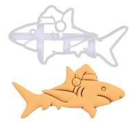 BAKERLOGY Xmas Great White Shark with Santa Hat Cookie Cutter - Bake Nautical Christmas Cookies - Detailed Biscuit Cutter Design for Baking and Crafts, Ideal on Fondant, Dough, Clay