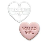 BAKERLOGY “You Go Girl” Conversation Heart Cookie Cutter - Fun Friendship Baking Tool for Best Friends, Fondant & Cute Treats