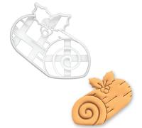 BAKERLOGY Yule Log Cake Cookie Cutter - Bûche de Noël Biscuit Cutter for Christmas Baking, Festive Desserts, Winter Holidays, Fondant & Seasonal Pastry Decoration