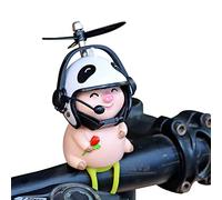 Bakermiche Bicycle Ornaments Decoration Lovely Cartoon Pig Accessories With Propeller Helmet for Bicycle Motorcycle, Bicycle Handlebar Propeller Helmet Piggy for Kids Adults Type A