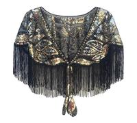 Bakermiche Fringed Shawl and Wraps for Women 1920s Flapper Cover Up Sequin Beaded Gatsby Shawl