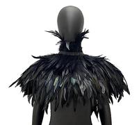 Bakermiche Gothic Feather Collar Cape Victorian Natural Feather Shrug Shawl Shoulder Wrap Carnival Feather Shawl Cape Halloween Party Feather Scarf Fancy Dress Up
