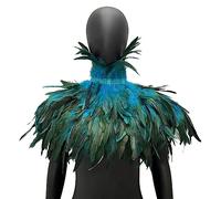 Bakermiche Gothic Feather Collar Cape Victorian Natural Feather Shrug Shawl Shoulder Wrap Carnival Feather Shawl Cape Halloween Party Feather Scarf Fancy Dress Up