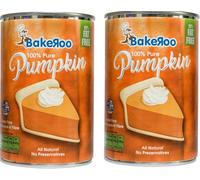 Bakeroo 100% Pure Pumpkin Puree Tin Natural Pumpkin Pie Filling, No Preservatives, Gluten-Free, Vegan & Dairy-Free - Smooth & Creamy Texture Product of USA 425g (425g (Pack of 2))