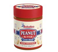 Bakeroo Creamy Peanut Butter 454g | High Protein Spread Made with Roasted Peanuts | American Recipe | Rich Source of Energy & Fiber | Ideal for Breakfast, Shakes & Smoothies