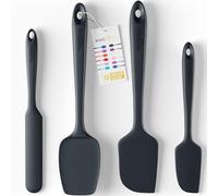 BakeRoyal Silicone Spatula Set - 4-Piece Rubber Spatulas Silicone Heat Resistant 600°F for Everyday Task - Seamless Design Kitchen Spatulas for Nonstick Cookware - Black
