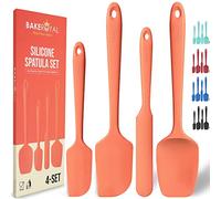 BakeRoyal Silicone Spatula Set - 4-Piece Rubber Spatulas Silicone Heat Resistant 600°F for Everyday Task - Seamless Design Kitchen Spatulas for Nonstick Cookware - Silicone Kitchen Utensils Sets