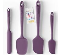 BakeRoyal Silicone Spatula Set - 4-Piece Rubber Spatulas Silicone Heat Resistant 600°F for Everyday Task - Seamless Design Kitchen Spatulas for Nonstick Cookware - Berry