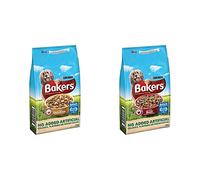Bakers Adult Dog Food Chicken and Veg, 14 kg with Bakers Adult Dog Food Beef and Veg, 14 kg Bundle