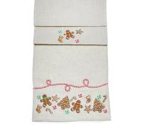 Bakers Biscuit Embroidered Christmas Gingerbread Man,Christmas Tree, Candy Can & Star Table Runner 14" x 75"
