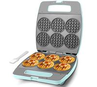 Baker's Friend Multi Mini Waffle Maker & Iron, Waffle Machine, Bake 6 x 3 Inch Small Waffles, Perfect for Families and Individuals Use, Excellent for Breakfast, Brunch & Events, 230V, UK Plug, Aqua