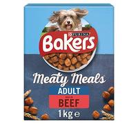 Bakers Meaty Meals Adult Dry Dog Food Beef 1kg (Pack of 4)