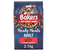 Bakers Meaty Meals Adult Dry Dog Food Beef 2.7kg, Pack of 4