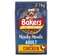 Bakers Meaty Meals Adult Dry Dog Food Chicken 2.7kg, Pack of 4