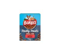 Bakers Meaty Meals Adult Small Dry Dog Food Beef 1kg (Pack of 4)