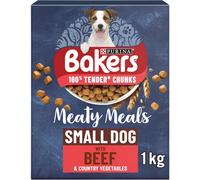BAKERS Meaty Meals Small Dog Beef Dry Dog Food 1kg, (Pack of 5)