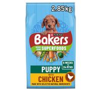Bakers Puppy Dry Dog Food Chicken and Veg 2.85kg, Pack of 4