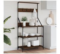 Baker's Rack 4-Tier Brown Oak Engineered Wood & Metal 84x40.5x170cm Storage Slim
