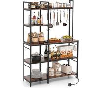Bakers Rack 5-Tier Coffee Bar Table 159 cm Large Microwave Stand-Coffee COSTWAY Brown One Size