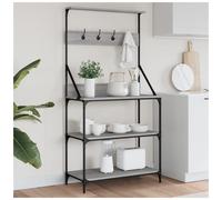 Baker's Rack 84x40.5x170cm Grey Sonoma Engineered Wood Metal 4-Tier Hooks Store