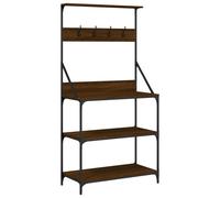 vidaXL Baker's Rack with Hooks 4-Tier Kitchen Rack Brown Oak Engineered Wood
