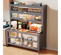 Bakers Rack with Storage Kitchen Pantry Cabinet with Acrylic Doors Ideal for Microwave Coffee Machines Pots Pans and Bread Makers - Durable and Stylish Kitchen Organizer