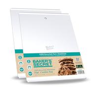 Baker's Secret 2pcs Large Flat Cookie Sheet 18" x 14" Aluminum Flat Baking Sheet, Extra Thick -2.7mm- 100% Recycled, Half Sheet with hanging hole - The Natural Aluminum Collection