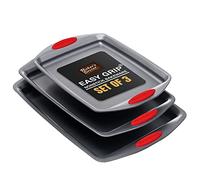 Baker's Secret - Baking Sheets for Oven, Set of 3 Cookie Sheets, Cooking Trays for Baking Non-Stick, Duraslate Coating, Baking Pan, with Handles Grip - 3 Pieces Set