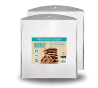 Baker's Secret Commercial Grade Natural Pure Aluminum 2pcs Cookie Sheet Flat 16", 100% Recycled, Baking Tray For Oven, Chemical Free No PFOA, PFOS, and PTFE - The Natural Aluminum Collection