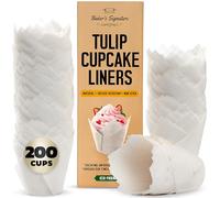 Tulip Cupcake Liners, Muffin Liners for Baking by Baker’s Signature - 150pcs of Parchment Paper Cups Cupcake Wrappers - Perfect Size, Sturdy, Greaseproof & Easy to Use - Wedding Decor - All White