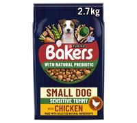 BAKERS Small Dog Sensitive Tummy with Tasty Chicken and County Vegetables Dry Dog Food 2.7kg, Pack of 4
