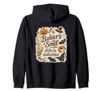 Baker's Soul Life Is Delicious Kid Halloween Matching Bakery Zip Hoodie