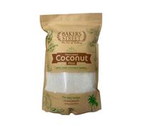 BAKERS STREET Desiccated Coconut Fine 1kg - Made in Sri Lanka - Natural Dried Coconut - High Fat - Good for Health - Ideal for Confectionery, Baking, and Cooking