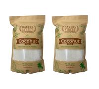 BAKERS STREET Desiccated Coconut Fine 2x1kg - Made in Sri Lanka - Natural Dried Coconut - High Fat - Good for Health - Ideal for Confectionery, Baking, and Cooking