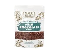 Bakers Street Finest Belgian Milk Chocolate Chips 500g - Premium Quality Chocolate for Baking, Desserts, Cookies, Cakes, Muffins, Cupcakes & Decorating