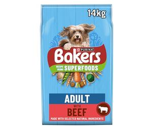 BAKERS Superfoods Adult Dry Dog Food Beef with Vegetables 14kg Pack