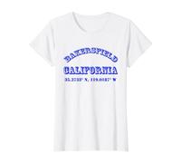 Bakersfield California Coordinates Value Graphic T-Shirt, Women, White, M